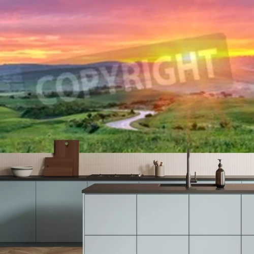 Fototapete Sonnenaufgang über der toskanischen Landschaft