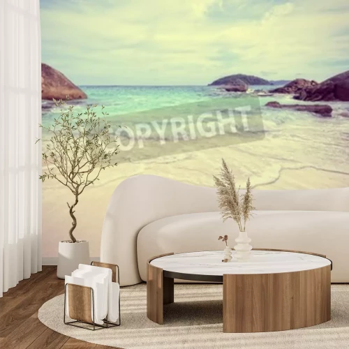 Fototapete Strand und Felsen am Meer