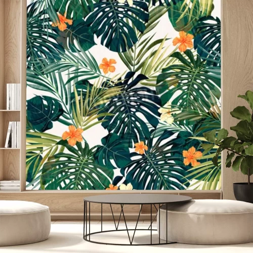 Fototapete Naturmuster mit Hibiskus