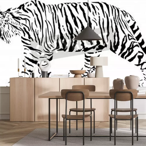 Fototapete Silhouette eines tigers im grafischen stil