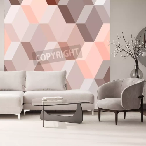 Fototapete Muster 3D in Rosa und Braun