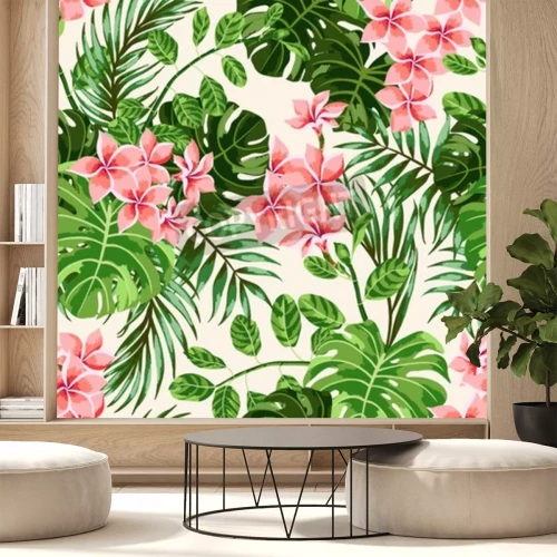 Fototapete Exotische Natur mit rosa Blumen