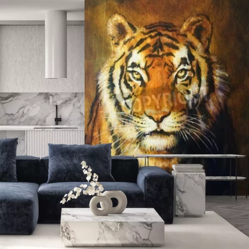 Fototapete Tiger-porträt in öl