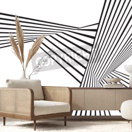 Fototapete Dreidimensionale schwarz-weiße Streifen