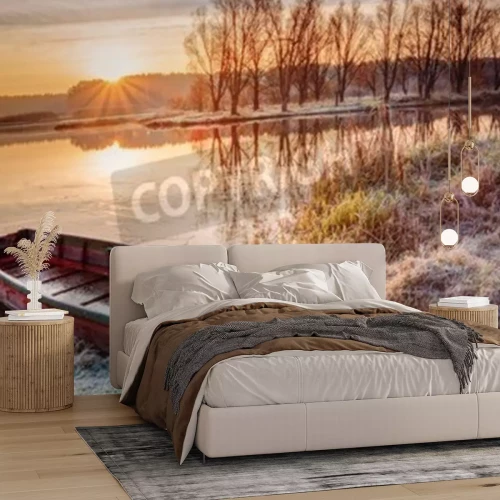 Fototapete Wintersonnenaufgang am See