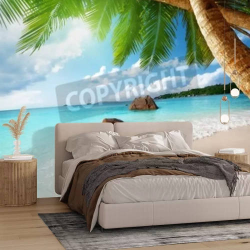 Fototapete Strand auf der Insel Praslin Seychellen