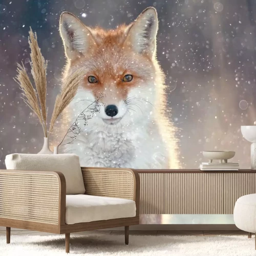 Fototapete Porträt eines Fuchses im Winter
