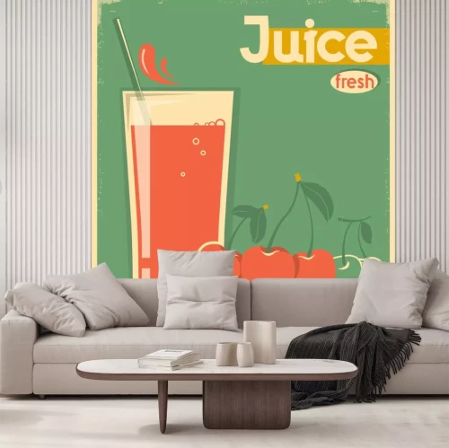 Sticker Sommergetränke Kirschsaft im Glas