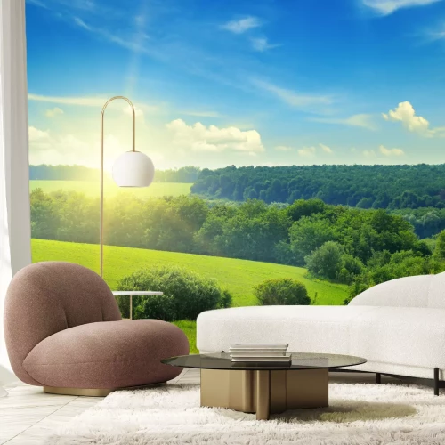 Fototapete Himmel über grüner Landschaft