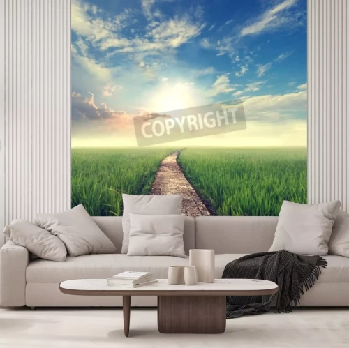 Fototapete Himmel über hellem Weg