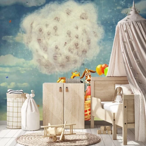 Fototapete Tiere fliegen im Heißluftballon