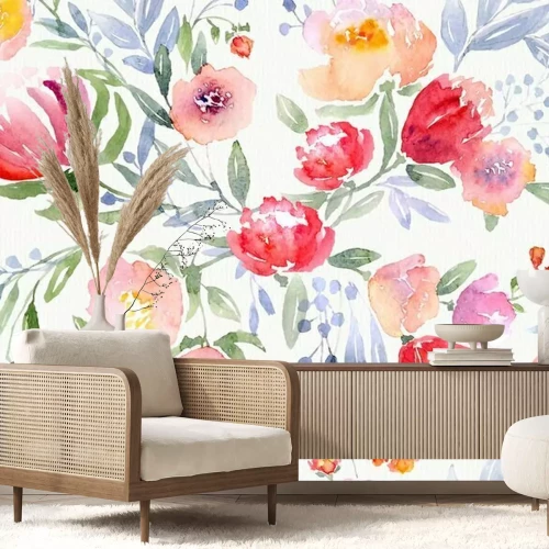 Fototapete Aquarell Blumenmuster