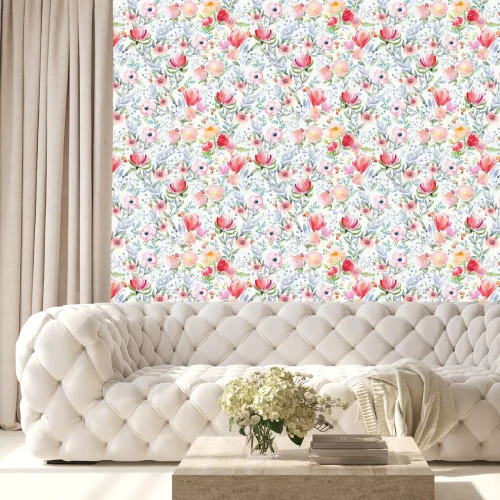 Tapete Aquarell Blumenmuster