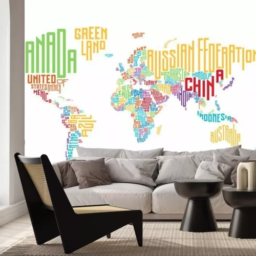 Fototapete Typografische Weltkarte aus Ländernamen