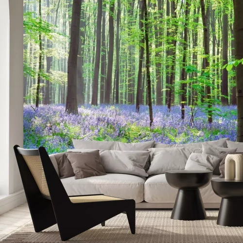 Fototapete Natur Wald und violette Glöckchen