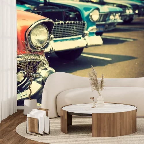 Sticker Klassische Autos in einer Reihe