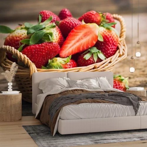 Fototapete Erdbeeren im Korb