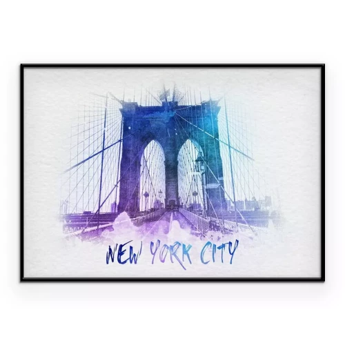 Poster Aquarell der Brooklyn Bridge in New York