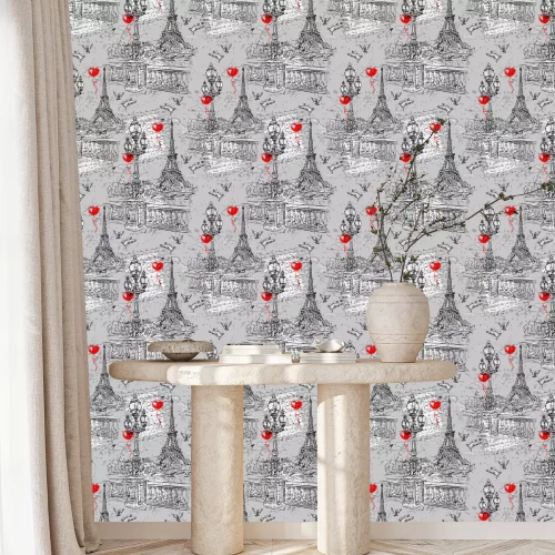 Tapete Paris. Nahtloses Muster der Weinlese 3