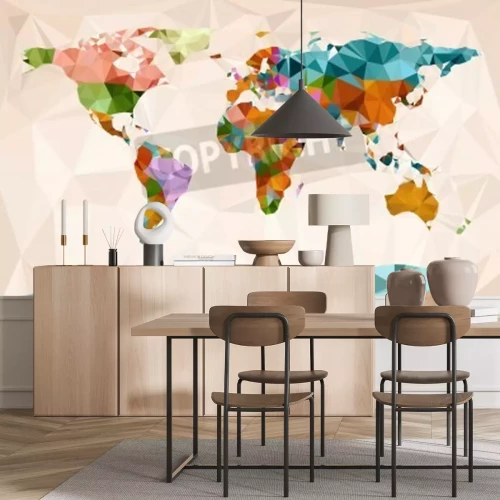 Fototapete Weltkarte mit geometrischem Muster