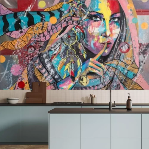 Fototapete Gesicht einer Frau in Farben