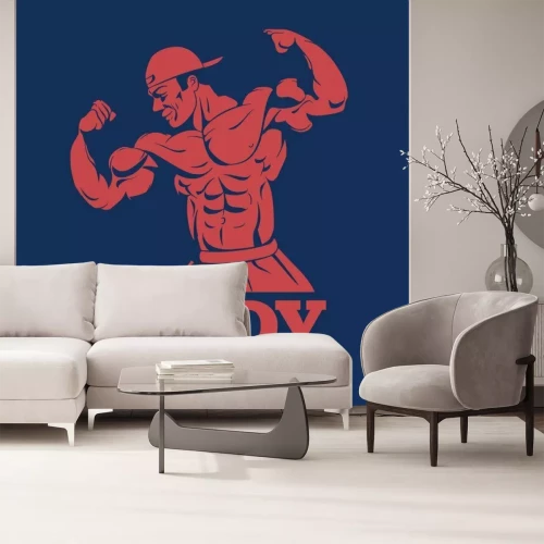 Sticker Grafik eines Bodybuilders mit dem Schriftzug „Bodybuilding“