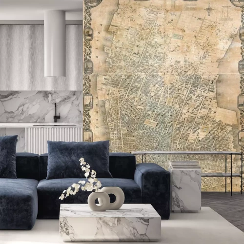 Fototapete New York auf einer alten Karte