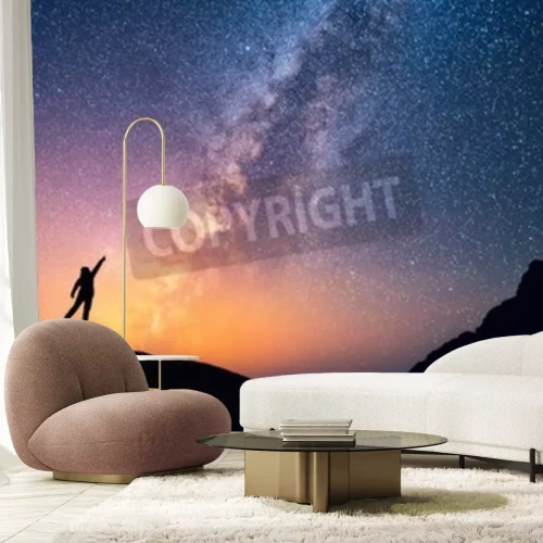 Fototapete Auf Sterne hinweisende Person