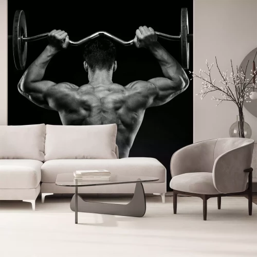 Sticker Muskulöser Mann hebt eine Langhantel