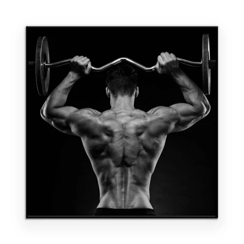 Poster Muskulöser Mann hebt eine Langhantel