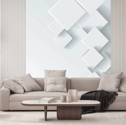Fototapete Weiße Quadrate bilden eine 3D-Komposition
