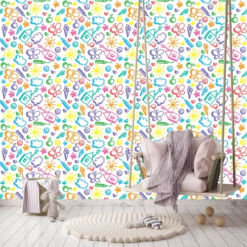 Tapete Bunte Kinderzeichnungen