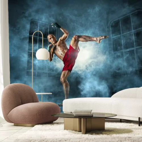 Fototapete Ein Kickboxer beim Training