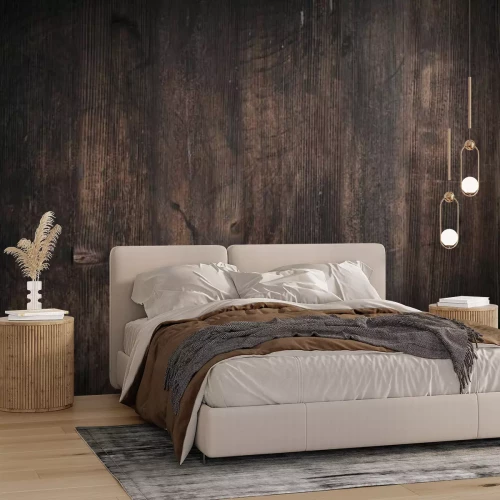 Fototapete Dunkelbraune Holzpaneele