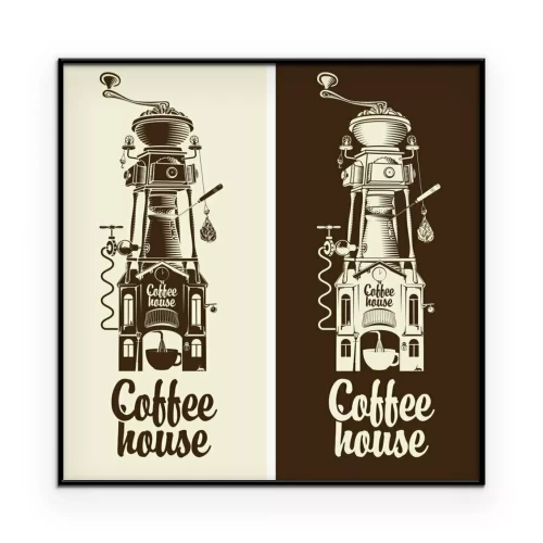 Poster Dekoratives Café-Schild mit Kaffeemühlenmotiv