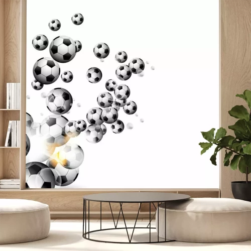 Sticker Fußbälle in der Sonne auf weißem Hintergrund