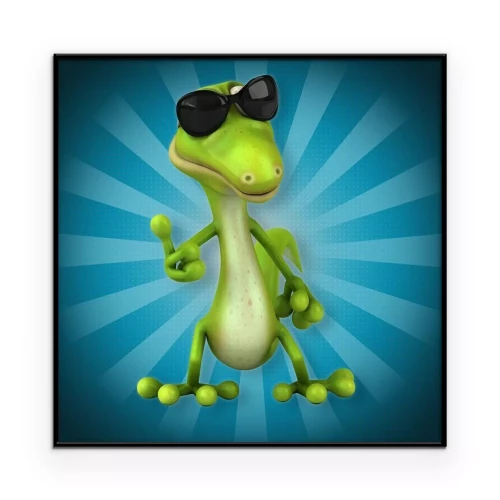 Poster Grafik einer Eidechse mit schwarzer 3D-Brille