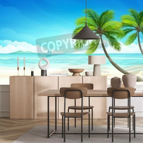 Fototapete Grafischer tropischer Strand