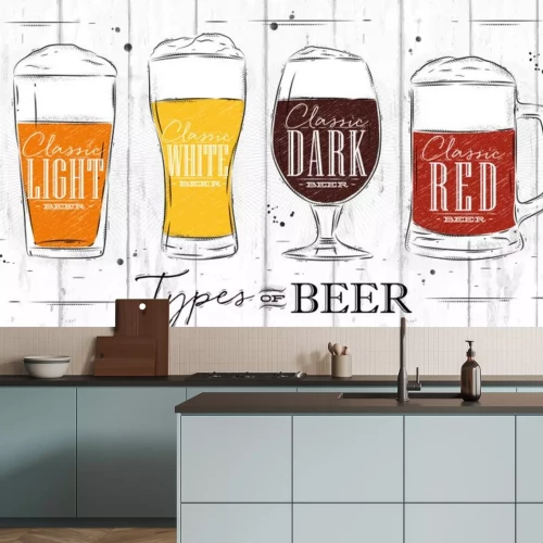 Sticker Vier Biersorten in speziellen Behältern