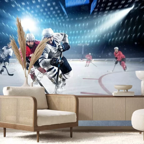 Fototapete Hockeyspieler auf dem Feld während eines spannenden Spiels