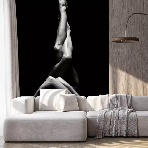 Fototapete Silhouette einer nackten Frau auf schwarzem Hintergrund