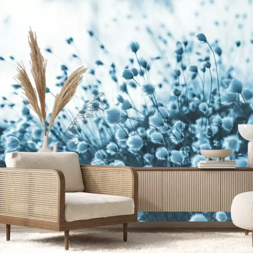 Fototapete Dekoratives Gras auf blauem Foto