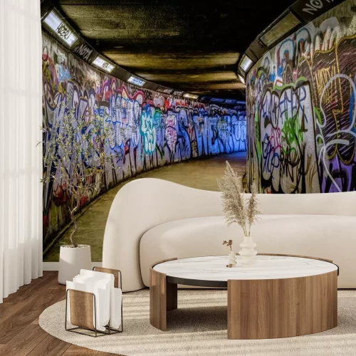 Fototapete Hip-Hop Graffiti im Tunnel
