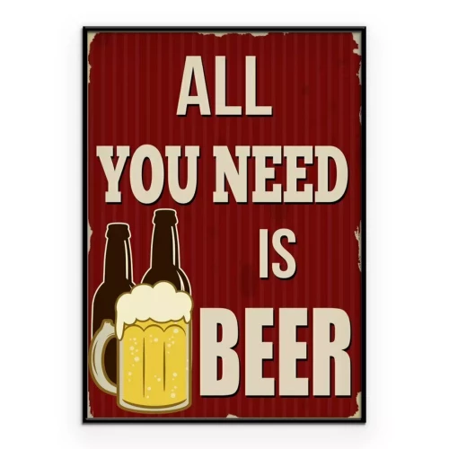 Poster Illustration im Retro-Stil mit Bier und Textslogan