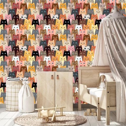 Tapete Zeichnerische Katzen für Kinder