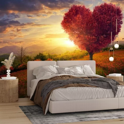 Fototapete Red herzförmigen Baum