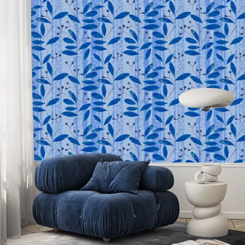 Tapete Abstrakte blaue Feldpflanzen