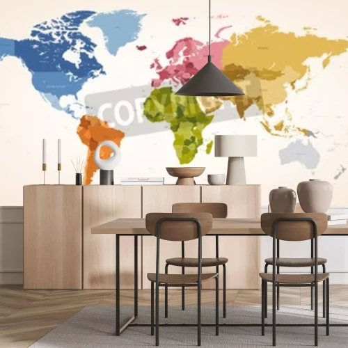 Fototapete Weltkarte vor dem beige Hintergrund