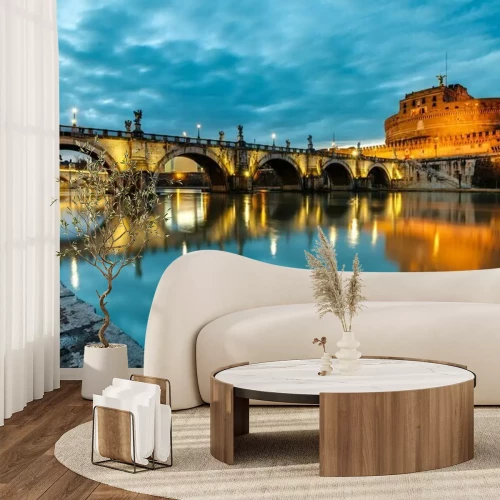 Sticker Die Engelsbrücke in Rom mit der Burg im Hintergrund