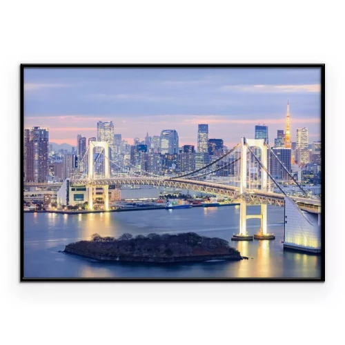 Poster Tokyo Skyline mit Tokyo-Turm und Regenbogen-Brücke